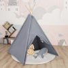 Otroški tipi šotor z vrečo peach skin siv 120x120x150 cm