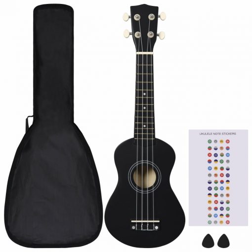 Otroški ukulele soprano s torbo črn 21"