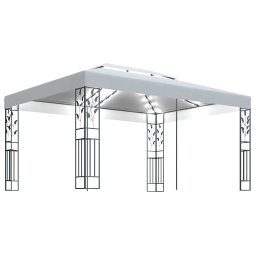 Paviljon z dvojno streho in LED lučkami 3x4 m bel