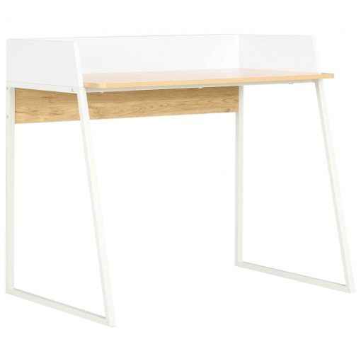 Pisalna miza bela in barva hrasta 90x60x88 cm