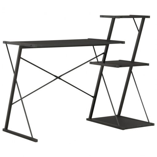 Pisalna miza s polico črna 116x50x93 cm