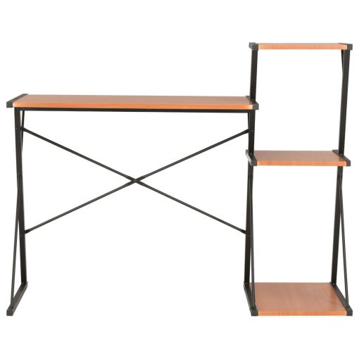 Pisalna miza s polico črna in rjava 116x50x93 cm