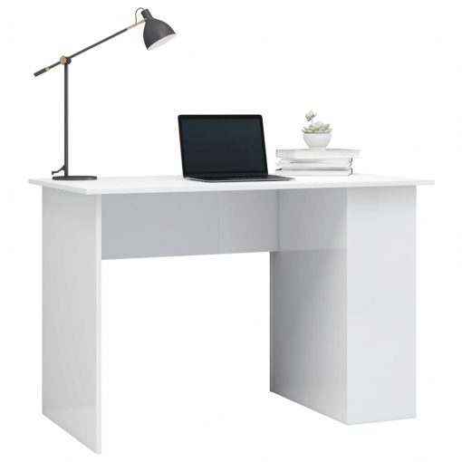 Pisalna miza visok sijaj bela 110x60x73 cm iverna plošča