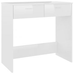 Pisalna miza visok sijaj bela 80x40x75 cm iverna plošča