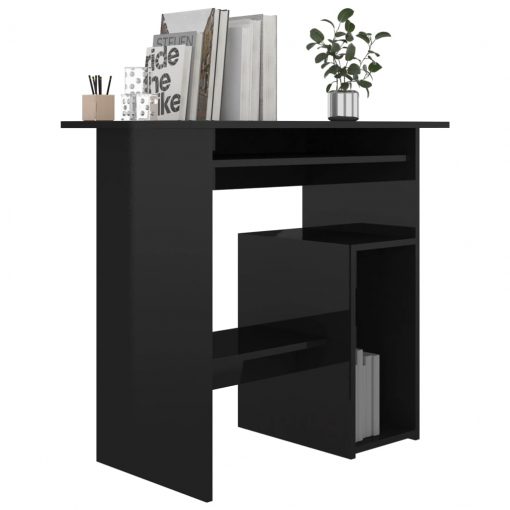Pisalna miza visok sijaj črna 80x45x74 cm iverna plošča