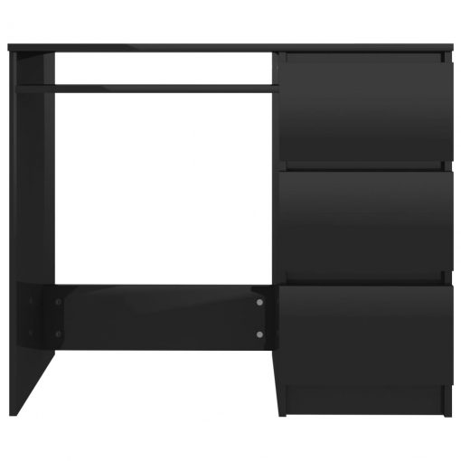 Pisalna miza visok sijaj črna 90x45x76 cm iverna plošča