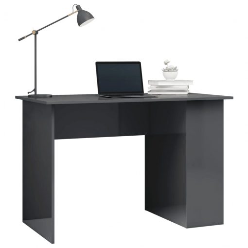 Pisalna miza visok sijaj siva 110x60x73 cm iverna plošča