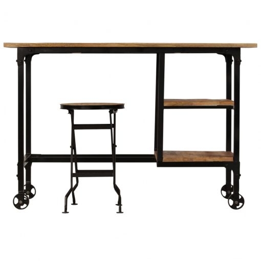 Pisalna miza z zložljivim stolčkom trdni mangov les 115x50x76cm