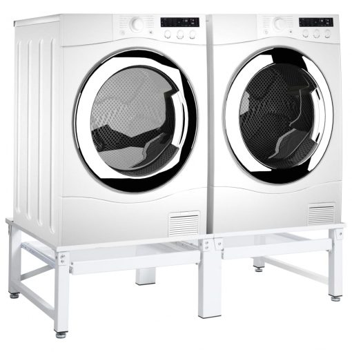 Podstavek za pralni in sušilni stroj z izvlečnima policama bel