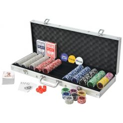 Poker Set s 500 Laserskimi Žetoni Aluminij