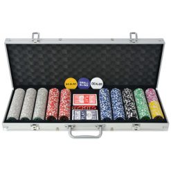 Poker Set s 500 Laserskimi Žetoni Aluminij