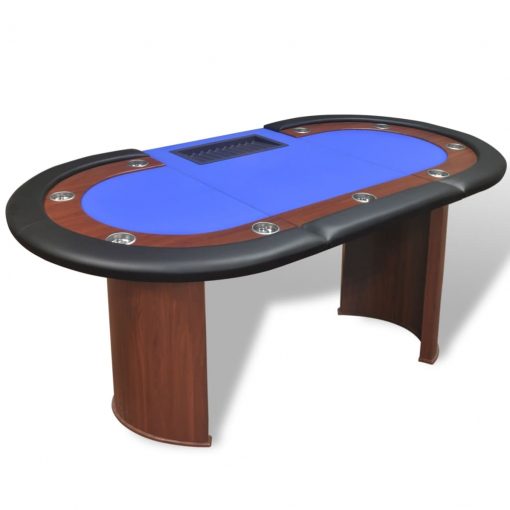 Poker miza za 10 oseb z delivcem in držalom za žetone modra