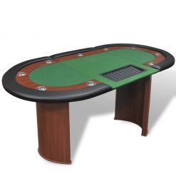 Poker miza za 10 oseb z delivcem in držalom za žetone zelena