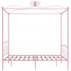 Posteljni okvir z ogrodjem za baldahin roza kovinski 180x200 cm