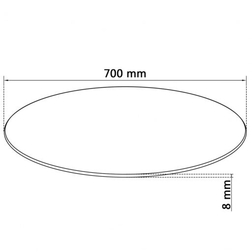 Površina za mizo iz kaljenega stekla okrogle oblike 700 mm