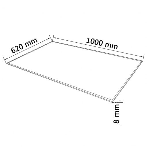 Površina za mizo iz kaljenega stekla pravokotna 1000x620 mm
