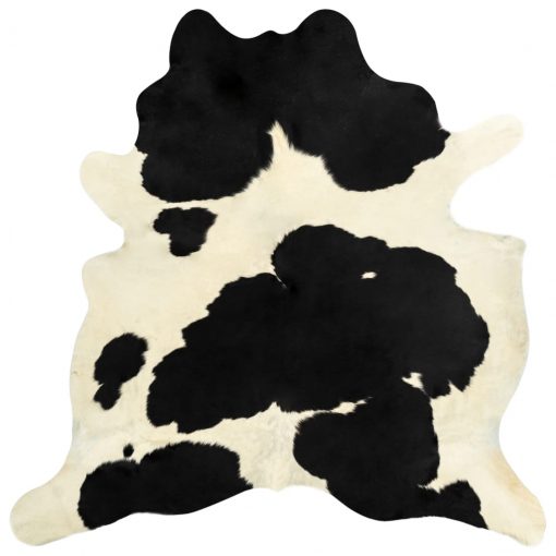 Preproga iz prave goveje kože črna in bela 150x170 cm