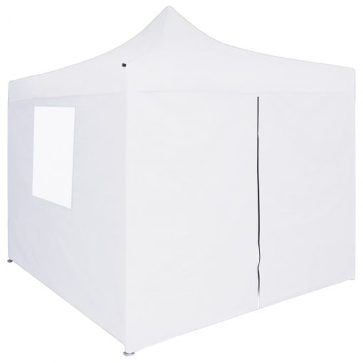 Profesionalen zložljiv vrtni šotor s 4 stranicami 2x2 m bel