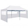 Profesionalen zložljiv vrtni šotor s 4 stranicami 3x6 m bel