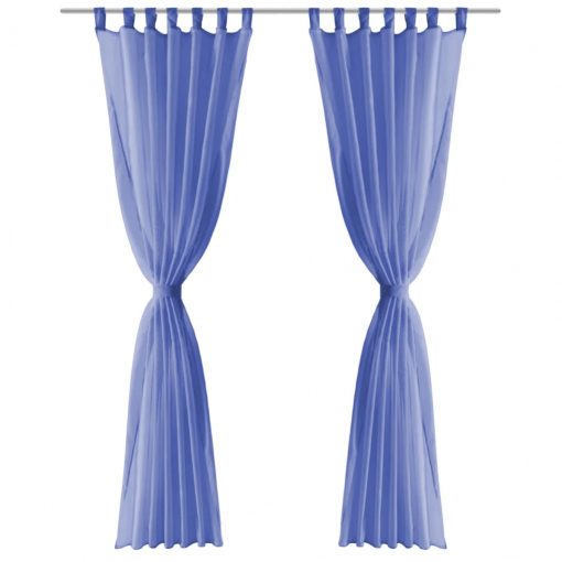 Prosojne zavese 2 kosa 140x175 cm kraljevsko modre barve