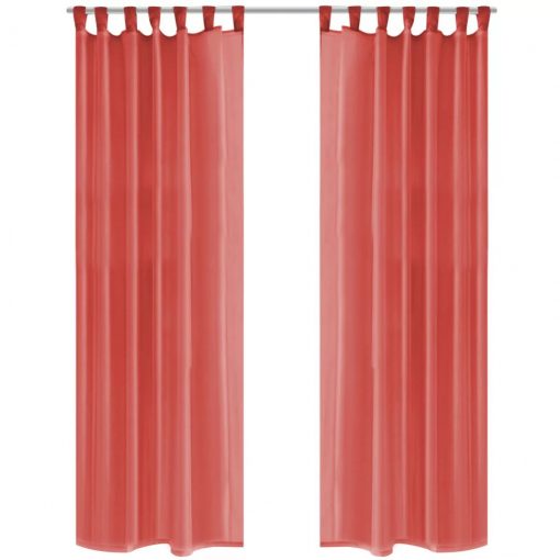 Prosojne zavese 2 kosa 140x225 cm rdeče barve