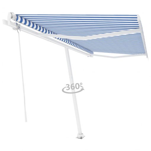 Prostostoječa avtomatska tenda 450x300 cm modra/bela