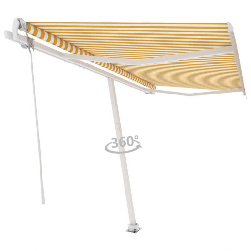 Prostostoječa avtomatska tenda 450x300 cm rumena/bela