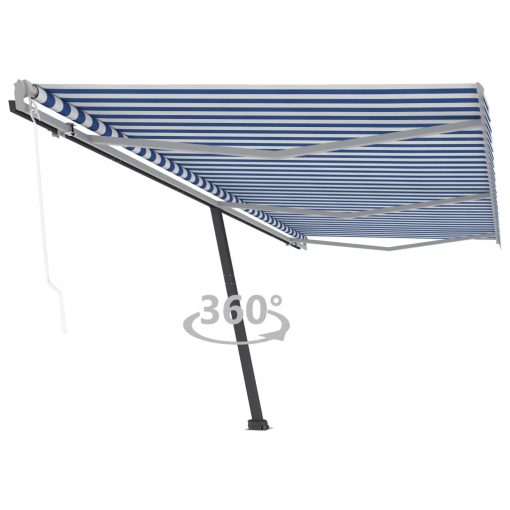 Prostostoječa avtomatska tenda 600x300 cm modra/bela
