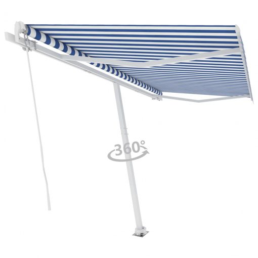 Prostostoječa ročno zložljiva tenda 450x350 cm modra/bela