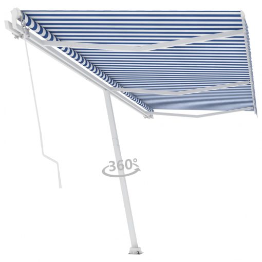 Prostostoječa ročno zložljiva tenda 600x350 cm modra/bela