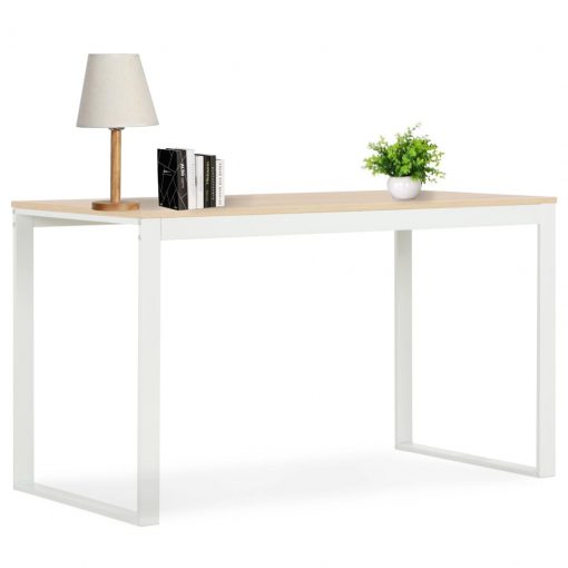 Računalniška miza bela in hrast 120x60x70 cm