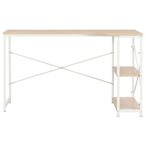 Računalniška miza bela in hrast 120x72x70 cm