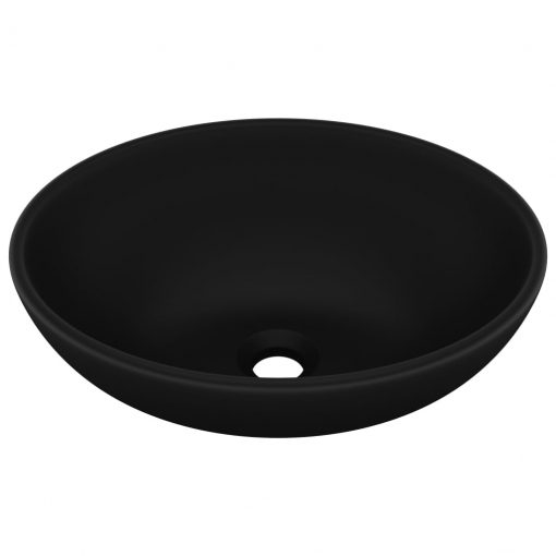 Razkošen umivalnik ovalen mat črn 40x33 cm keramičen