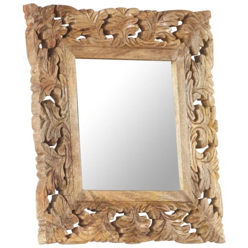 Ročno izrezljano ogledalo rjavo 50x50 cm trden mangov les