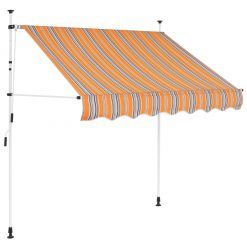 Ročno zložljiva tenda 200 cm rumene in modre črte