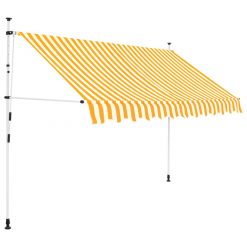 Ročno zložljiva tenda 300 cm oranžne in bele črte