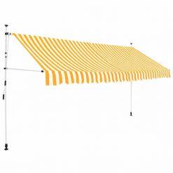 Ročno zložljiva tenda 350 cm oranžne in bele črte