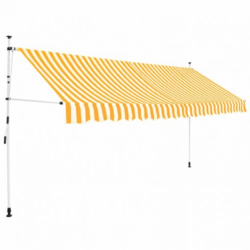 Ročno zložljiva tenda 350 cm oranžne in bele črte