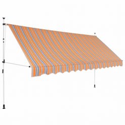Ročno zložljiva tenda 400 cm rumene in modre črte