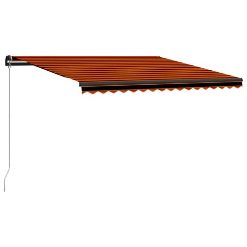 Ročno zložljiva tenda LED 400x300 cm oranžna in rjava