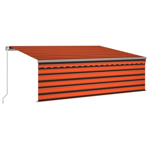 Ročno zložljiva tenda s senčilom 4x3 m oranžna in rjava