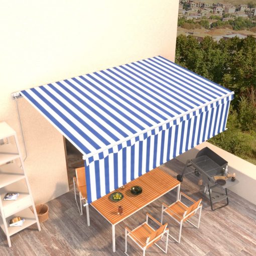 Ročno zložljiva tenda s senčilom 5x3 m modra in bela