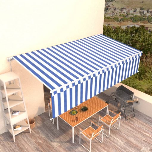 Ročno zložljiva tenda s senčilom 6x3 m modra in bela