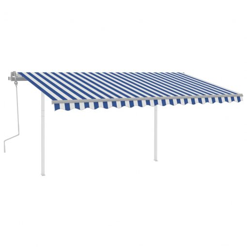 Ročno zložljiva tenda s stebrički 4x3 m modra in bela