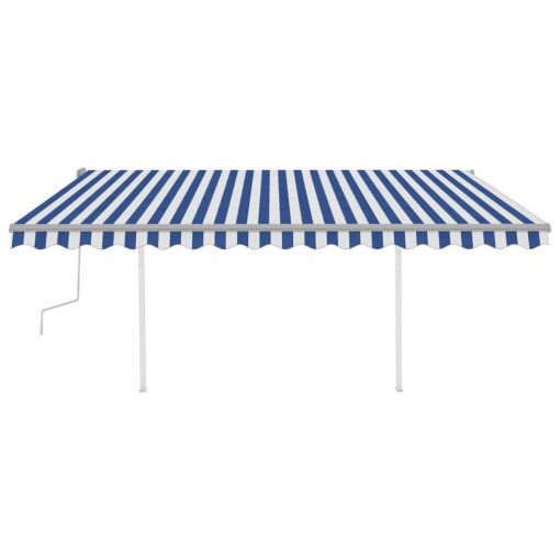 Ročno zložljiva tenda s stebrički 4x3 m modra in bela