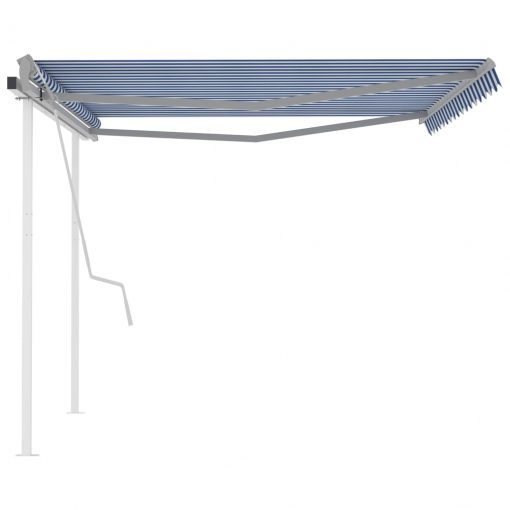 Ročno zložljiva tenda s stebrički 4x3 m modra in bela