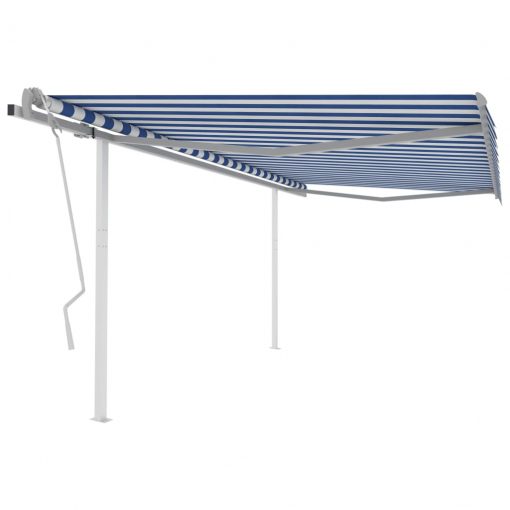 Ročno zložljiva tenda s stebrički 4x3 m modra in bela
