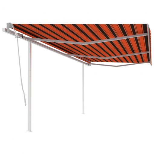 Ročno zložljiva tenda s stebrički 6x3 m oranžna in rjava