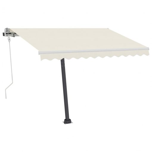 Ročno zložljiva tenda z LED lučkami 350x250 cm krem