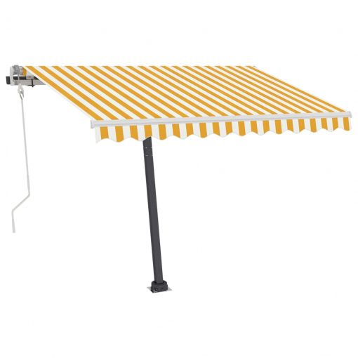 Ročno zložljiva tenda z LED lučkami 350x250 cm rumena in bela